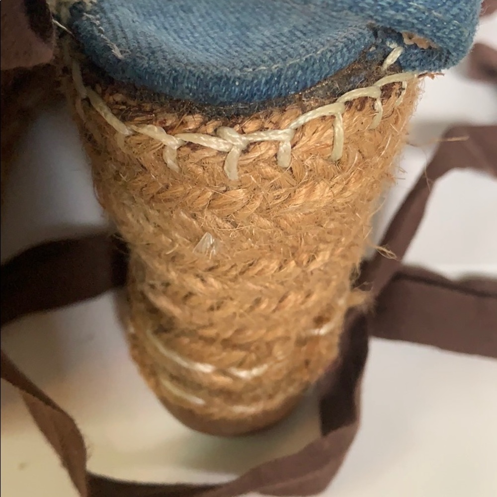 Vintage 70s Platform Espadrille Sandals Wrap Sandals Lace Up Sandal Size 5 1/2 - Picture 7 of 8